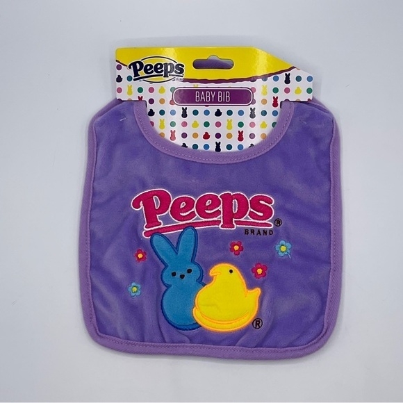 PEEPS Easter Baby Bib Soft Velour Purple Spring Flower 2023 Basket Gift Dan Dee - Picture 1 of 9